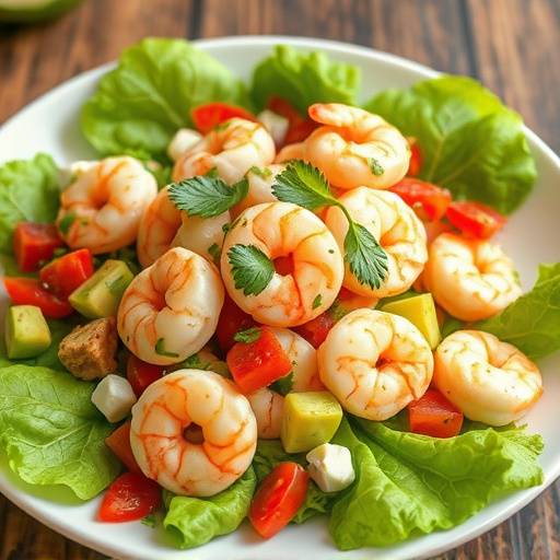 Image of shrimp and avocado salad with lime dressing